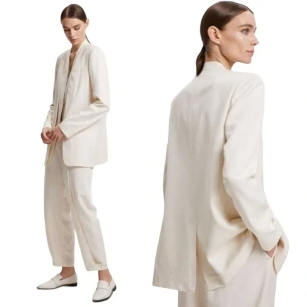 Lattelier Linen Blend Layered Blazer XL